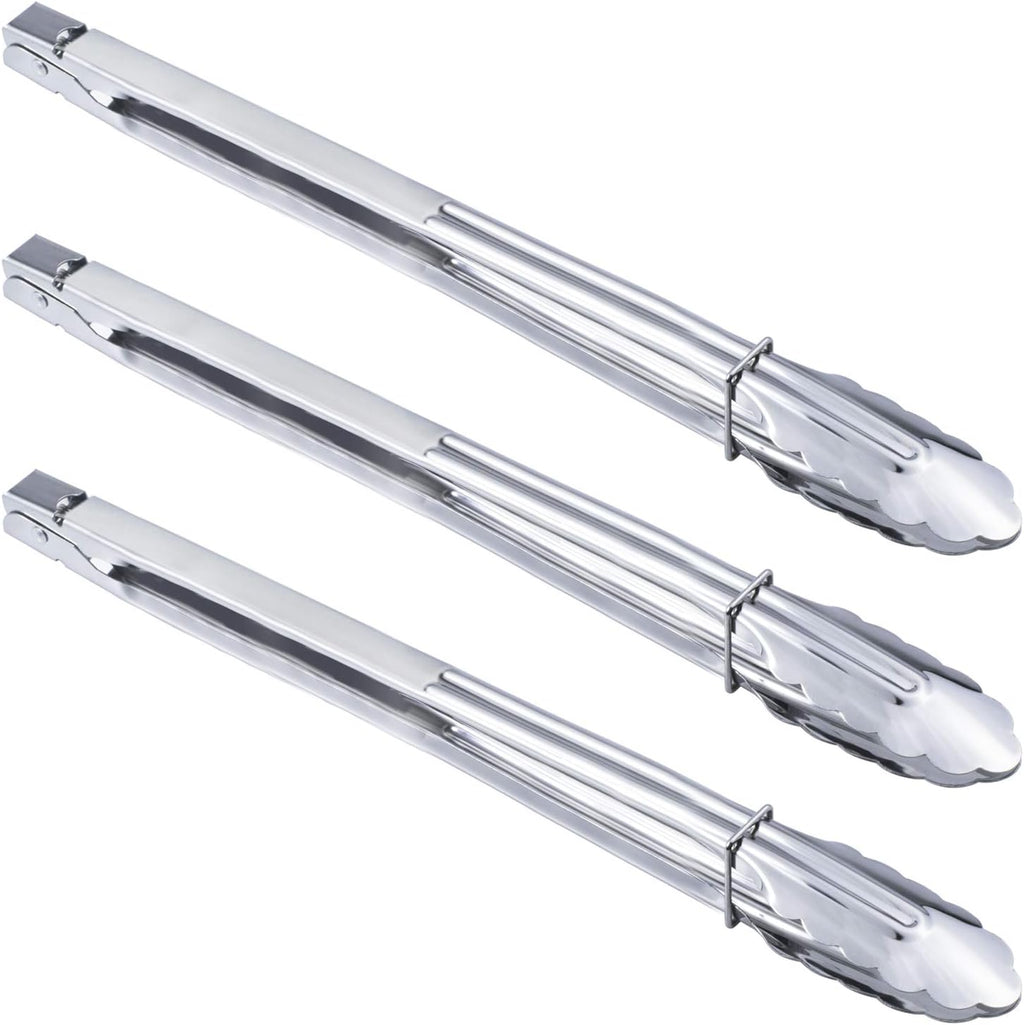 Stainless Steel Cooking Grilling Tongs Extra Long Camp Dutch Oven Tongs for Kitchen and Barbecue Charcoal (16-Inch 3 Pieces)