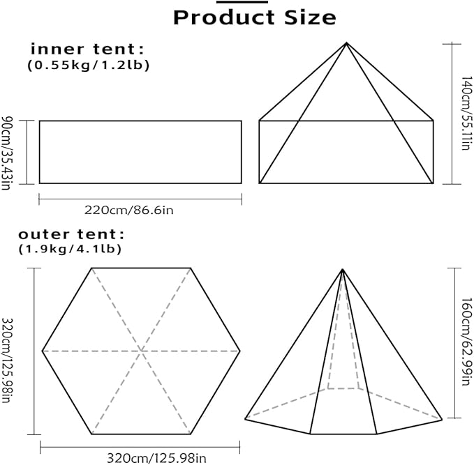 Camping Hot Tent with Wood Stove Jack Winter Teepee Tent 4 Season Backpacking Tent for Survival Hunting Military Fishing