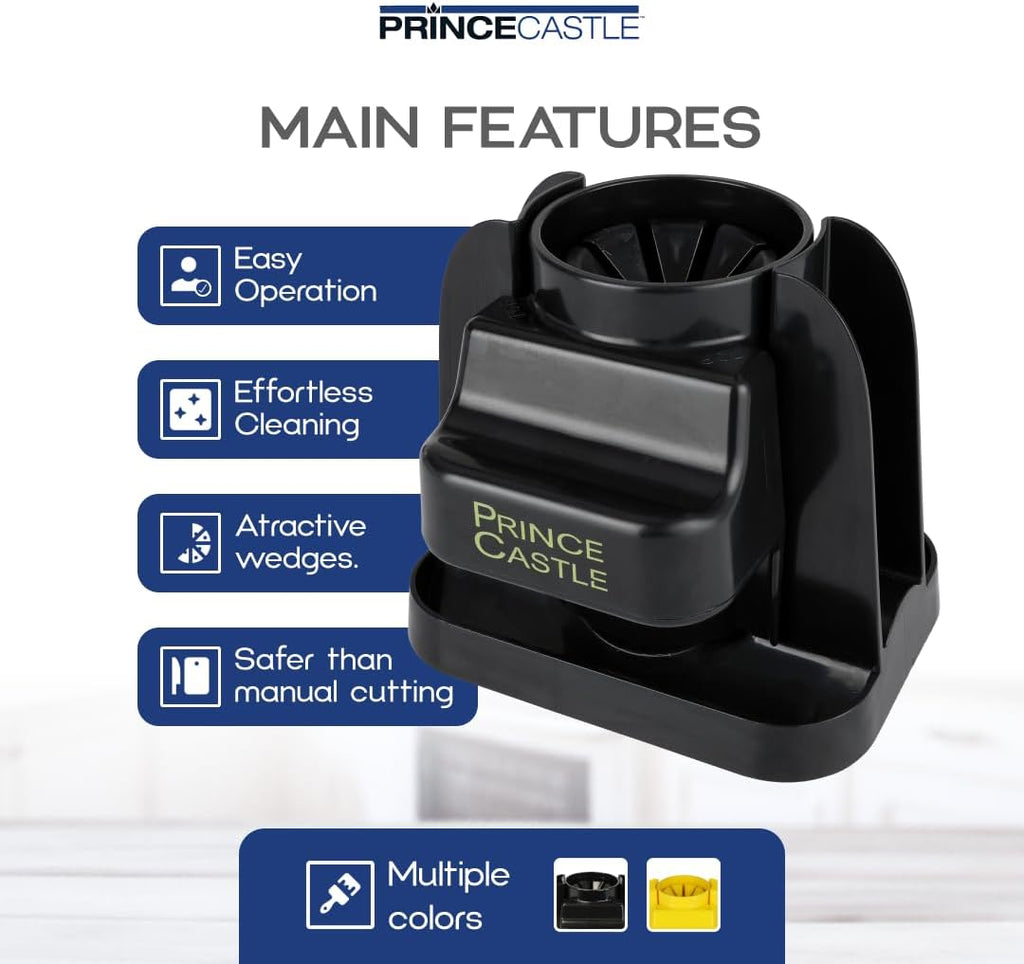 Prince Castle Lime Lemon Cutter - Fruit Slicer Kitchen Gadget and Vegetable Chopper with Container 8-Wedge Slicer