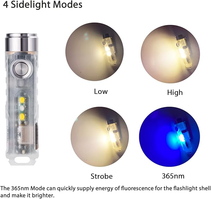 RovyVon Aurora A7 G4 Keychain Flashlight, USB C Rechargeable Max 650 High Lumen Flashlights Super Bright with EDC Small Size, 8 Mode, Glow Blue, Perfect for Gift Camping Emergencies Outdoor