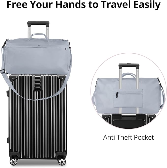 Sports fitness Gym Bag for Women, Yoga Swim Workout Travel Duffel Overnight Shoulder Bags with Shoe Compartment and Wet Pocket Ladies Weekend Carry on Luggage Dance College Blue