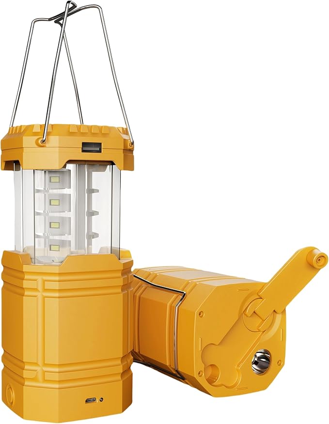3000 Large Capacity Hand Crank Solar Camping Lantern, Portable Ultra Bright LED Torch, 23-26 Hours Running Time, USB Charger, Electronic Lantern for Outdoor