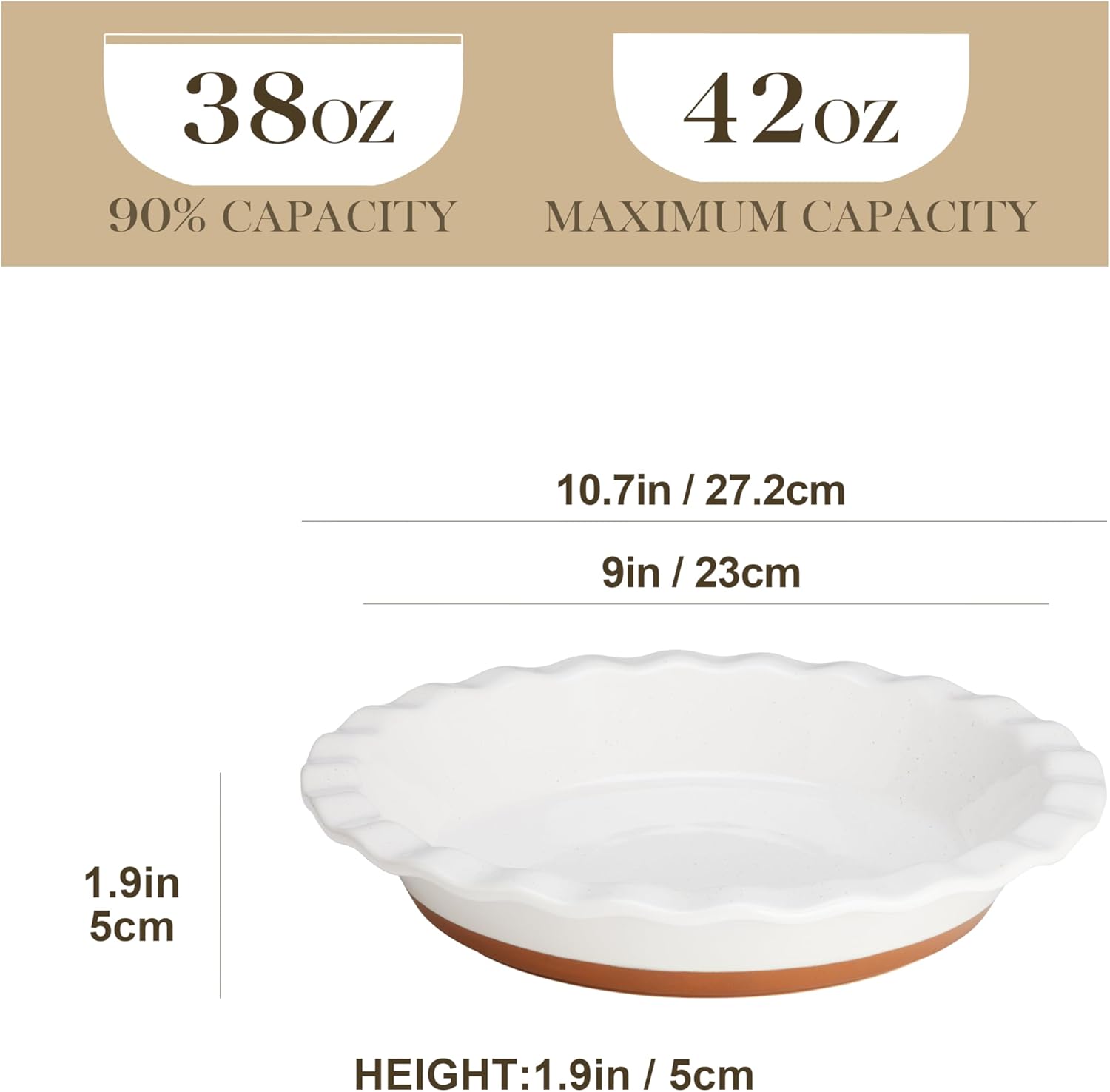 MALACASA Ceramic Pie Pan for Baking - 9 Inch Quiche Baking Dish Nonstick Pie Plate, Deep Dish Scratch-Resistant Pie Pan for Apple Pie Pot Pie, Series TARA
