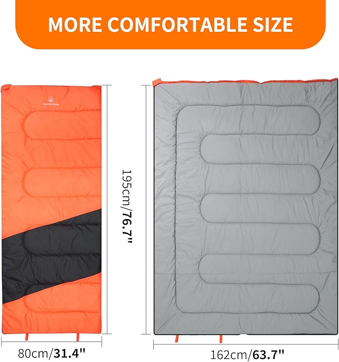 3-Season Sleeping Bag for Adult Waterproof, Lightweight - Camping Gear Equipment for Camping,Travel and Backpacking