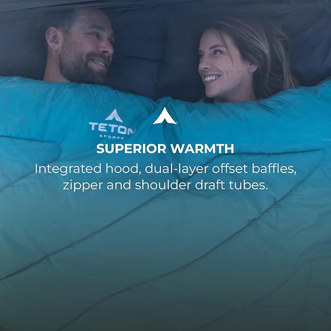 Teton Mammoth Queen Size Double Sleeping Bag- A Warm Bag The Whole Family can Enjoy – Great for Camping, Hunting and Base Camp. Compression Sack Included
