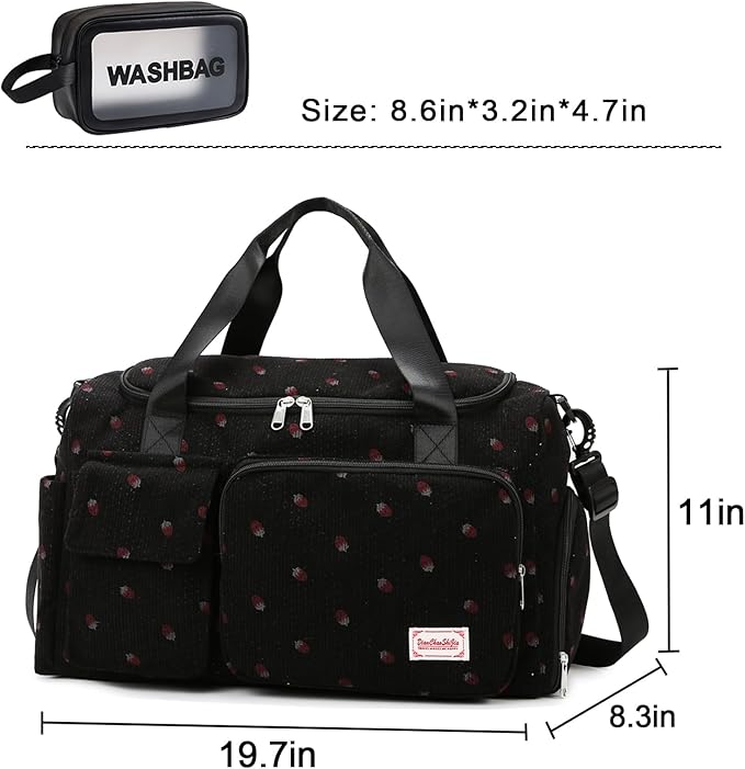 Small Gym Bag for Women, Travel Duffle Bag Carry On Weekender Bag with Shoe Compartment