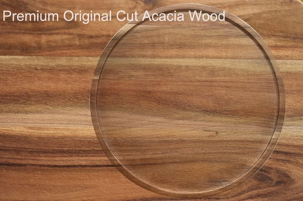 11" Acacia Wood Lazy Susan Organizer Kitchen Turntable for Cabinet Pantry Table Organization,2 Pack