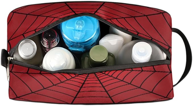 Red Spiders Web Toiletry Bag,Travel Cosmetic Bag,Hanging Makeup Bag,TSA Approved Hygiene Bag Waterproof Shave Dopp Kit Organizer for Toiletries Shower Bathroom Carry-on Accessories Gifts
