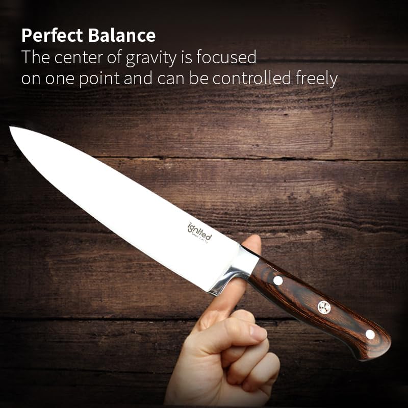 Professional 8 Inch Chef Knife, 1.4116 German High Carbon Steel Kitchen Chef Knife, Chefs Knife With Pakkawood Handle, Dual Blade Sharp Kitchen Knife With Gift Box