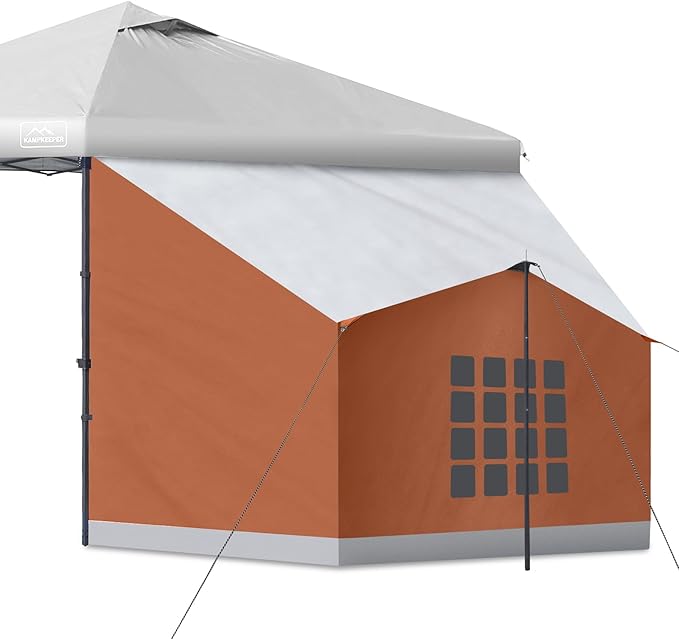 KAMPKEEPER Side Tent,Camping Tent for 10' x 10' Pop Up Canopy, Easy Set Up Gazebo,Compatible with 10' Wide Canopy Tents (Orange)