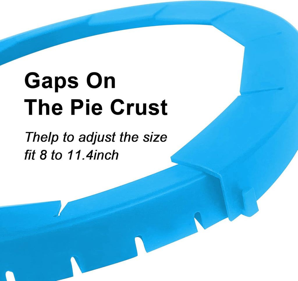 2 Pack Adjustable Silicone Pie Crust Shield, BPA-Free Protector Cover Kitchen Tool for Baking Pizza, Fit 8-10.7 Inch Pies - Dishwasher Safe (Blue)