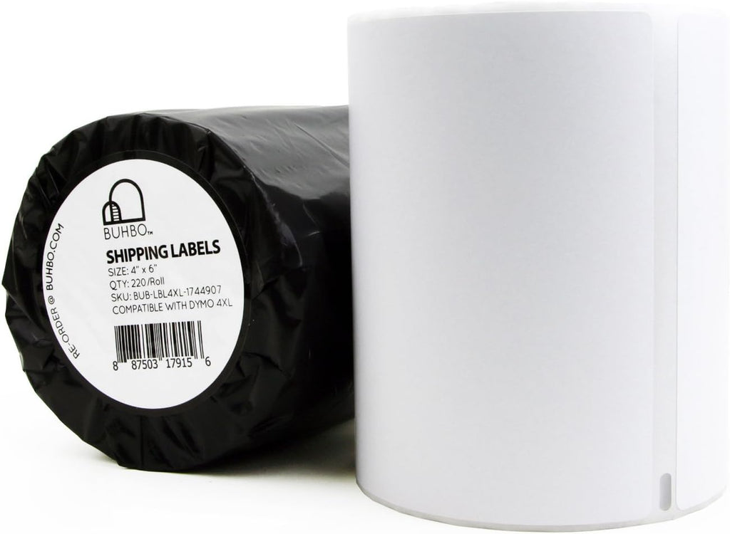 Buhbo Compatible with DYMO LabelWriter 4XL 4" x 6" Shipping Label 1744907, White (2 Pack / 220 Labels Per Roll)