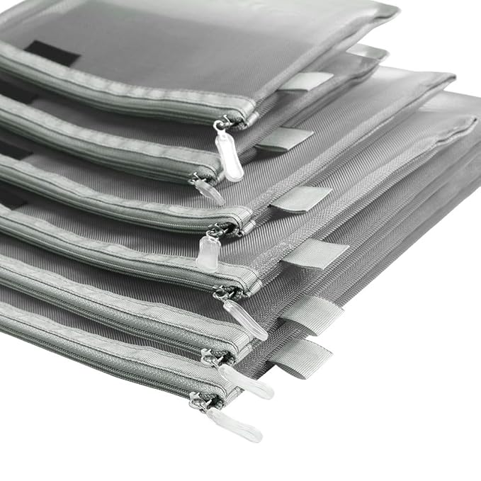 Clear Cosmetic Bags Zip Makeup Mesh Bags Pencil Case Pouch Travel Toiletry Kit Set Storage Case ((6A+5A)*3 Grey)