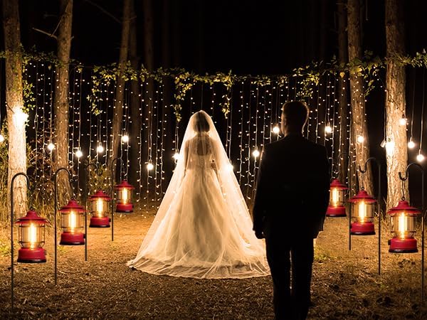 3 Pack Battery Powered LED Camping Lanterns, Red Battery Waterproof Camping Tent Lights with Stepless Dimming, Portable Outdoor Lamp for Camping, Hurricane, Garden, Yard, Hiking, Power Outage