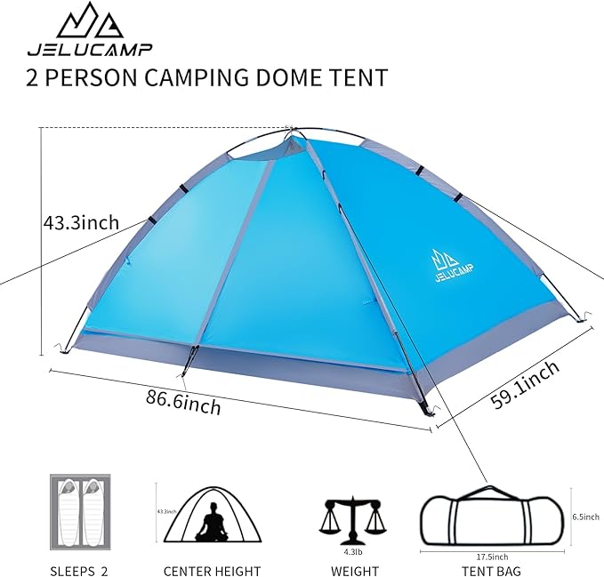 1/2/4/5/6 Person Dome Tents for Camping, Lightweight Portable Backpacking Tent, Small Easy Set Up Outdoor Waterproof Camping Hiking Tent for Adults
