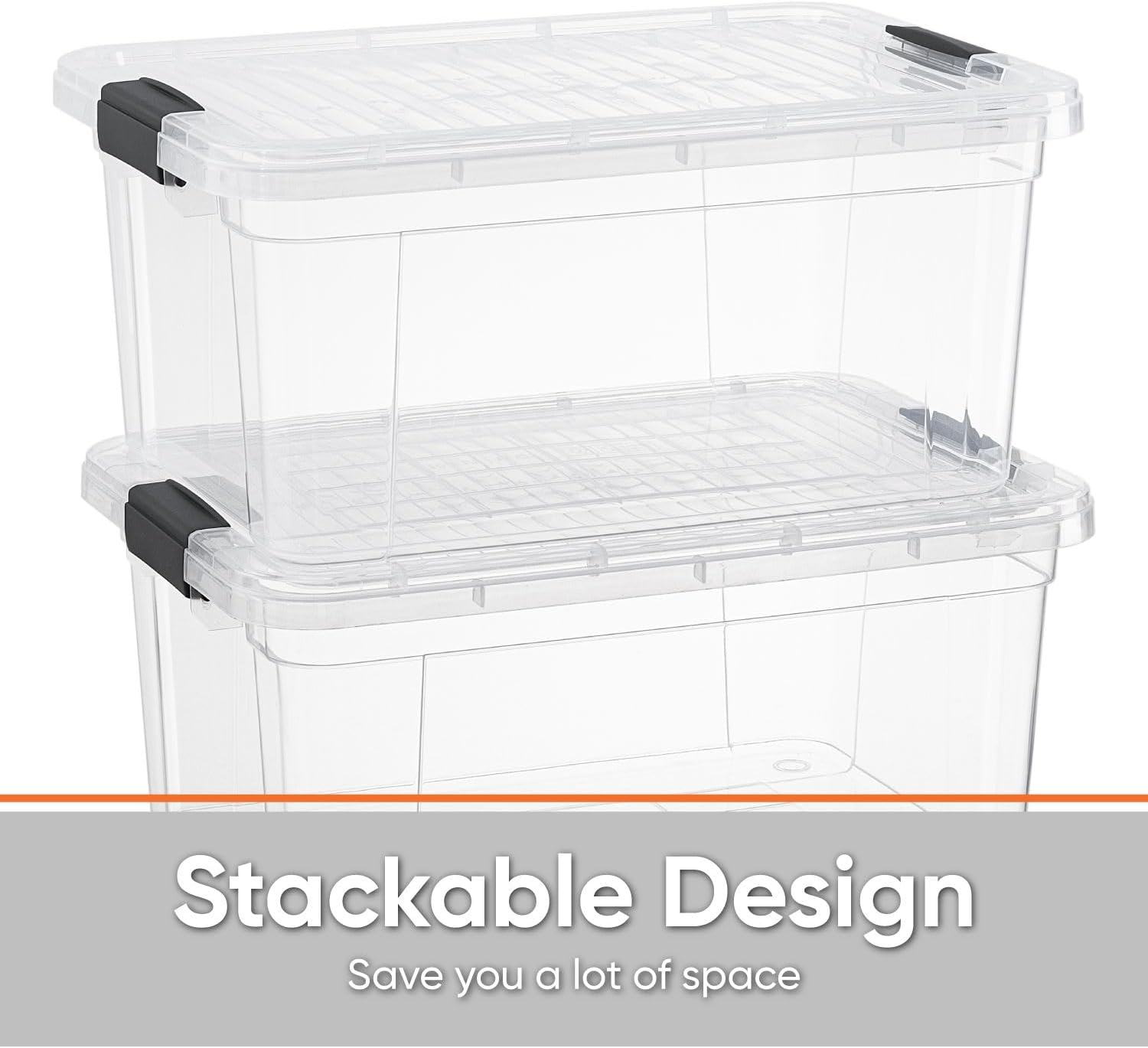 Superio Storage Bins with Lids- 2 Pack, 6.6 Qt Clear Boxes for Organizing, Stackable Plastic Containers- BPA Free, Non-Toxic, Odor Free, Organizer for Home, Office, Dorm