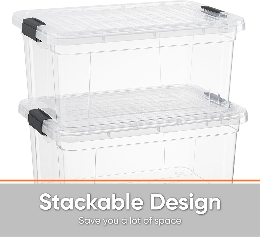 Superio Clear Storage Bins with Lids, Stackable Storage Box with Latches and Handles, Extra Small, 2 Pack 1.75 Quart