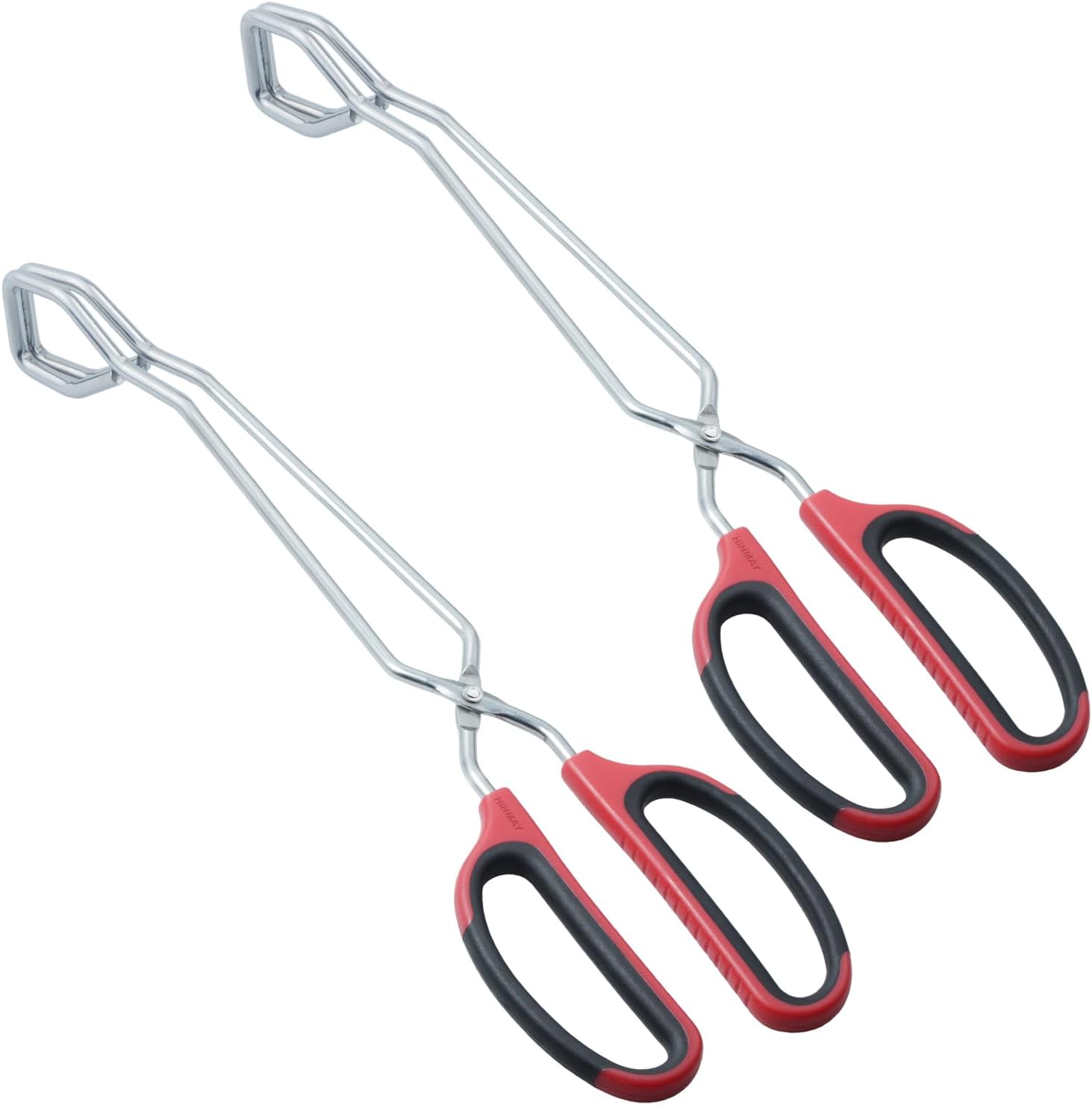 HINAMY Stainless Steel Scissor Tongs with Comfort-Grip Handle 13-Inch, Set of 2