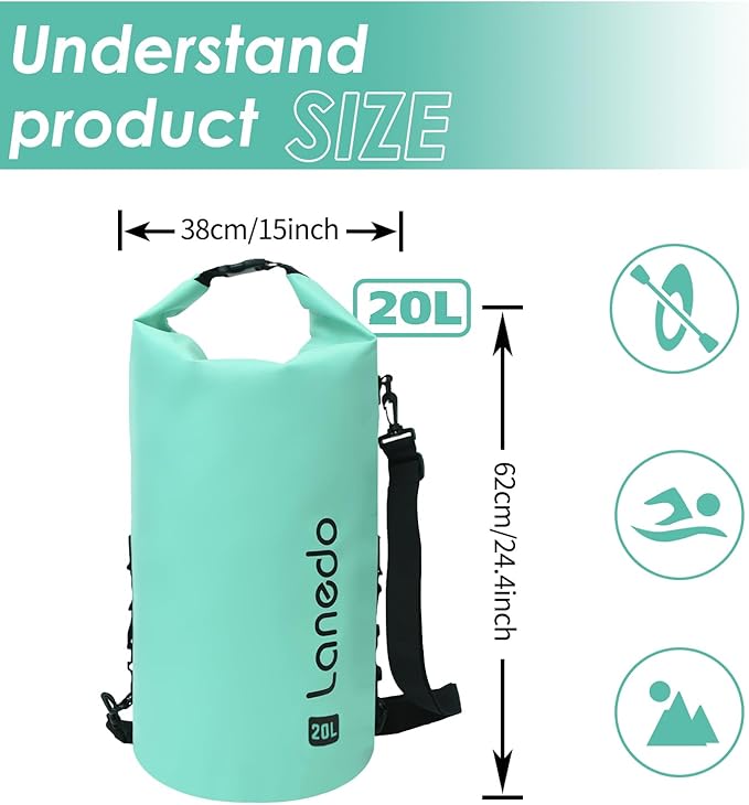 20L/30L Dry Bag Large Waterproof Bag Roll-Top Heavy Duty Fishing Duffel Bag with Durable Straps for Kayaking Paddle boarding Boating Rafting Fishing