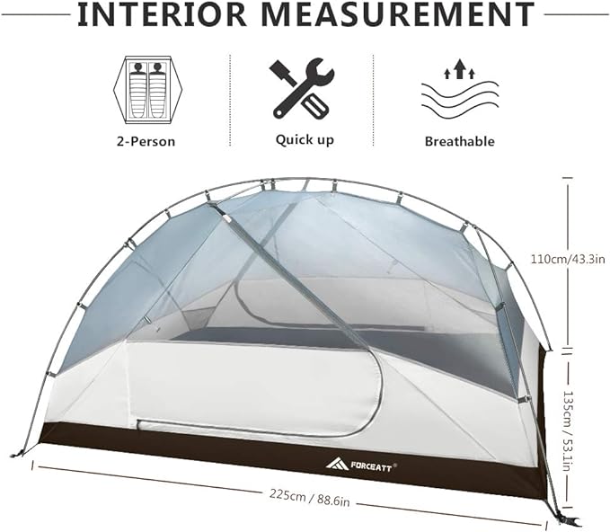 Forceatt Tent for 2 and 3 Person is Waterproof and Windproof, Camping Tent for 3 to 4 Seasons,Lightweight Aluminum Pole Backpacking Tent Can be Set Up Quickly,Great for Hiking