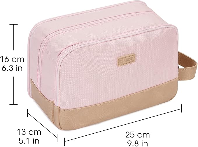 WANDF Travel Toiletry Bag for Men Large Toiletries Shaving Bag Water Resistant Hanging Dopp Kit Travel Accessories Bag for Women Men (Pink)