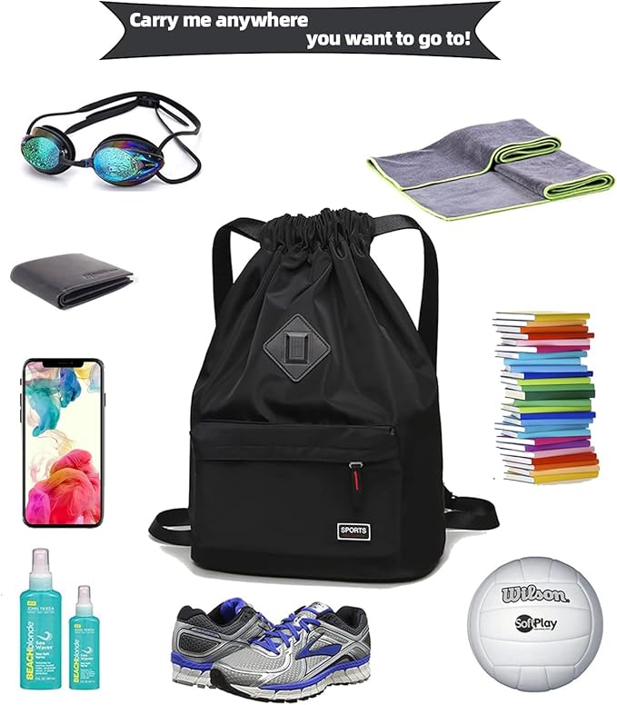 Peicees Waterproof Drawstring Sport Bag Lightweight Sackpack Backpack for Men and Women