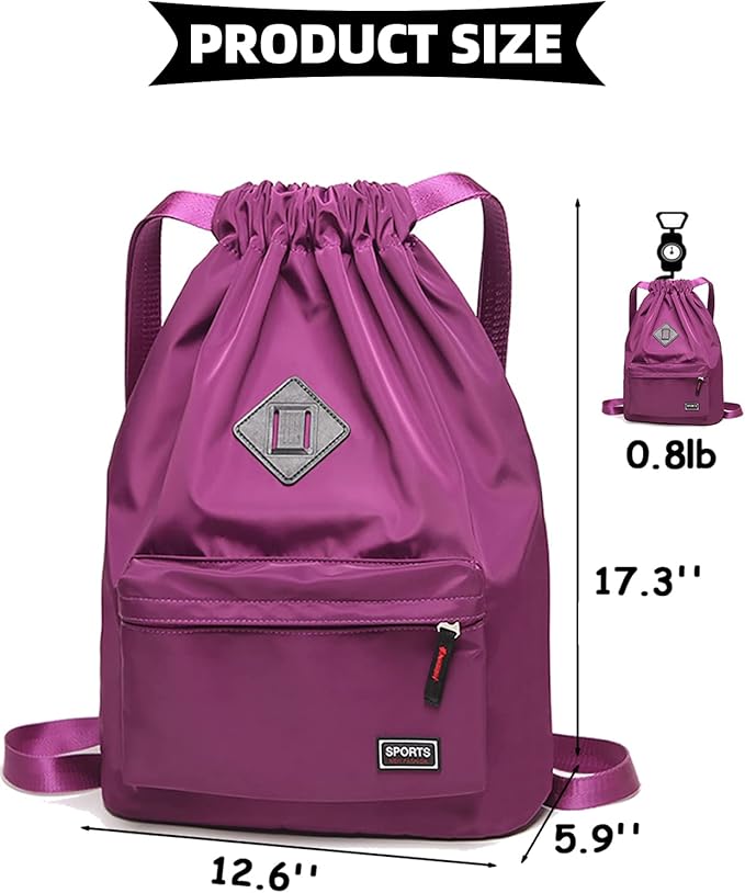 Peicees Waterproof Drawstring Sport Bag Lightweight Sackpack Backpack for Men and Women