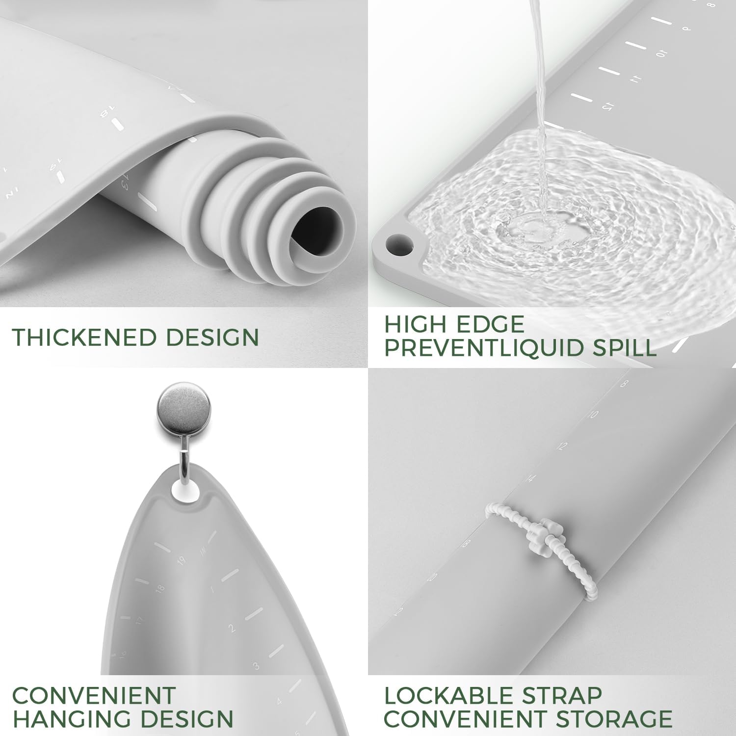 Silicone Baking Mat 32" x 24", Extra Thick Dough Rolling Mat with Measurements and Edge Heightening, Non-stick Food Grade Silicone Pastry Mat for for Pastry, Bread, Cookies, Pizza, Fondant, Pasta