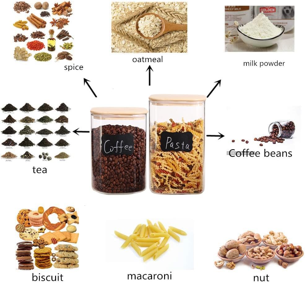 2 Pack 150 oz Glass Food Storage Containers, 1.2 Gallon Glass Flour and Sugar Containers with Airtight Lids, Large Flour Container for Sugar, Ground Coffee, Rice and Dry Food