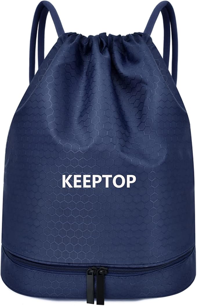 Waterproof Drawstring swim Bag Sackpack Backpack,Dry Wet Depart,Swimming Gym Yoga Sport Shoulder Rucksack Daypacks Casual Bags (DARK BLUE)