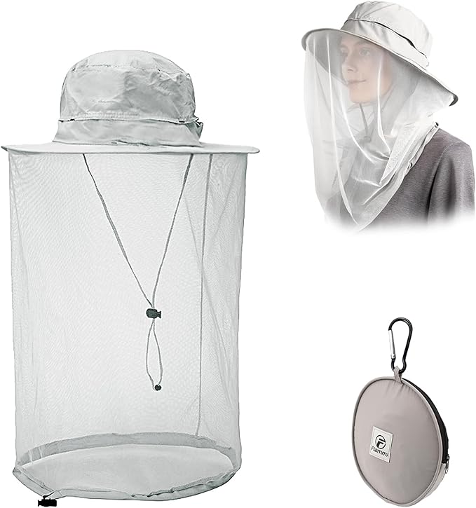 Flammi Mosquito Net Hat Safari Hat UPF 50+ Sun Protection Boonie Hats for Men with Neck Flap Fishing Hiking Hat for Men/Women