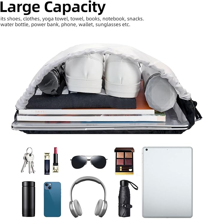 Fly Dragon Drawstring Bags Cool Blue Flame Sport Gym Sackpack Black Backgound Drawstring Backpack for Men Beach Yoga Swim String Bag Cinch Bag