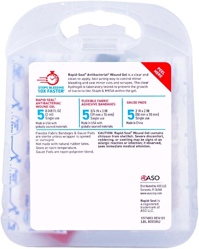 Rapid Seal 15pc Hemostatic First Aid Wound Care Kit | Stops Bleeding in Seconds | Quick Effective Bleed Control | for Blood Clotting, Trauma Kit, Blood Thinner Patients, Survival Gear and Supplies