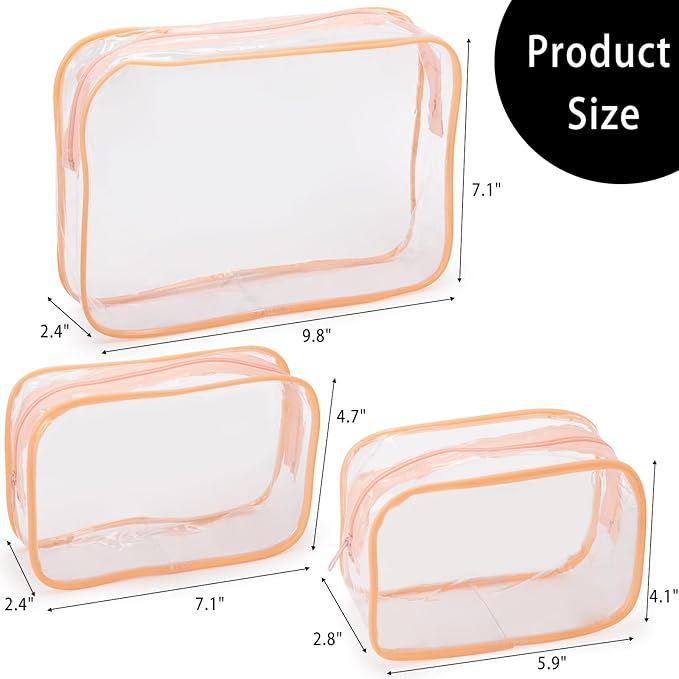 Tbestmax 10 Pack Clear Cosmetic Bags Makeup Bags Portable Waterproof TSA Approved Travel Toiletry Bags Organizer