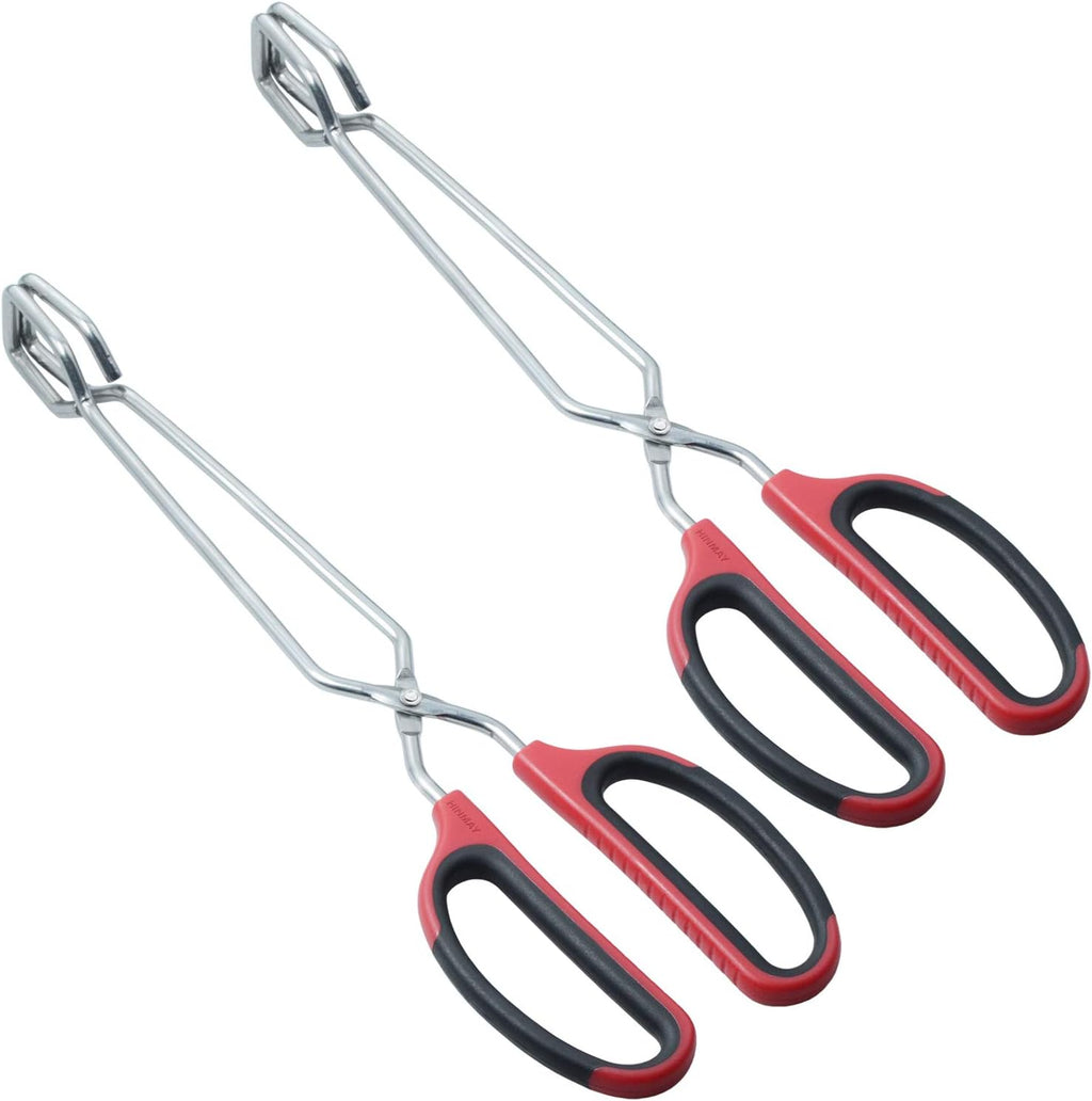 Stainless Steel Scissor Tongs with Comfort-Grip Handle 12-Inch, Set of 2