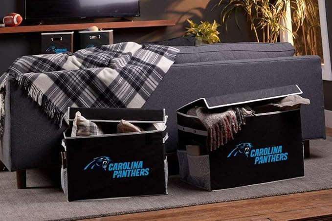 Franklin Sports NFL Storage Footlocker Bins - Large Folding Organizer Containers - NFL Team Office, Bedroom + Living Room Décor - Large + Small Bins