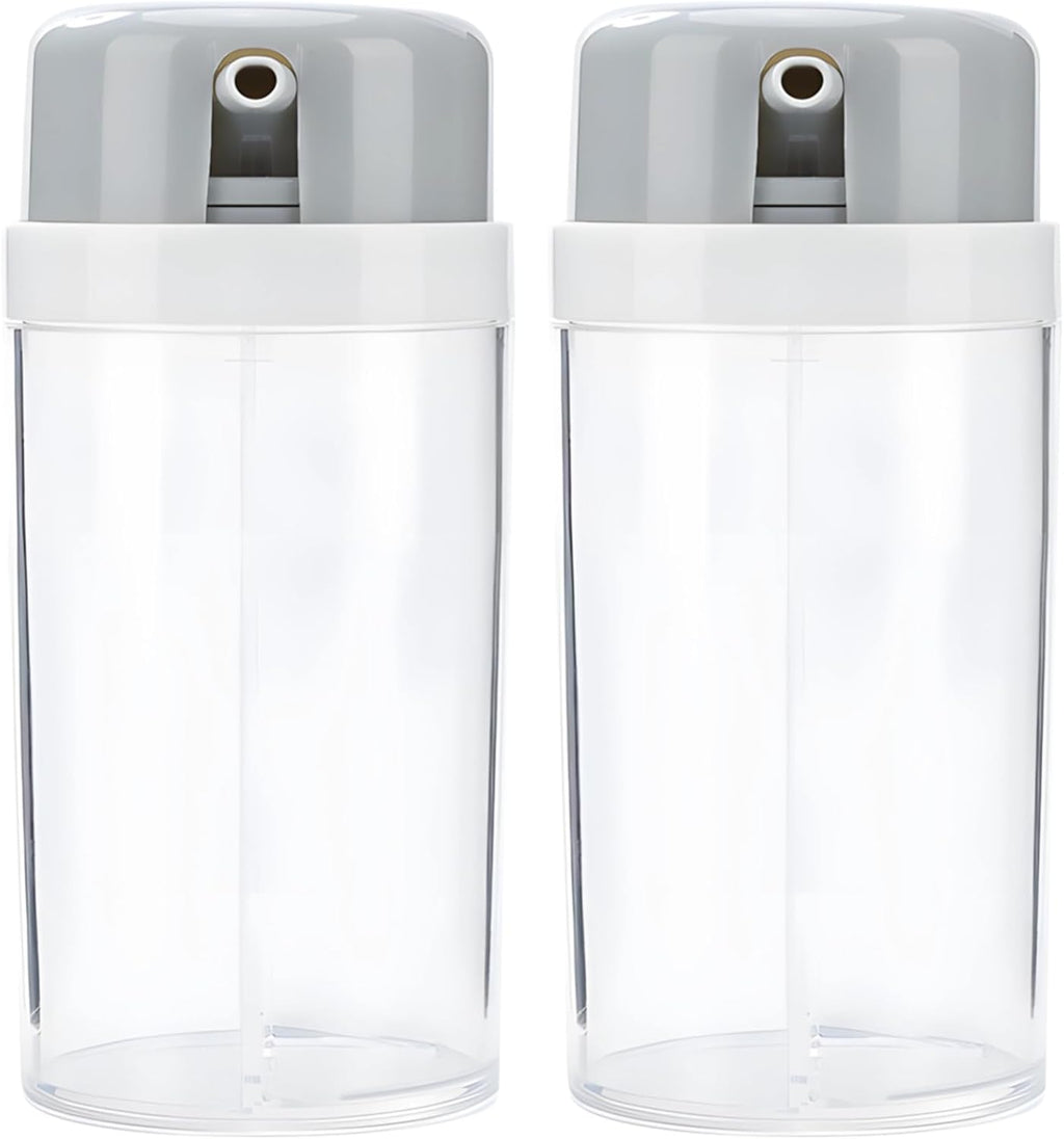 2 Pcs 2-in-1 Plastic Spice Containers, Leak-Proof Seasoning Dispensers for Oil, Soy Sauce, Vinegar, with Adjustable Pour Spouts, Transparent, Space-Saving Design, 180 ml Capacity