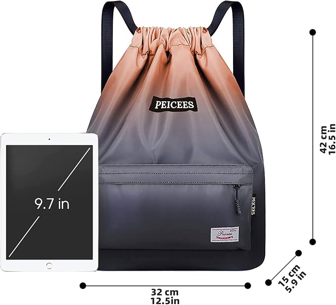 Peicees Waterproof Drawstring Sport Bag Lightweight Sackpack Backpack for Men and Women
