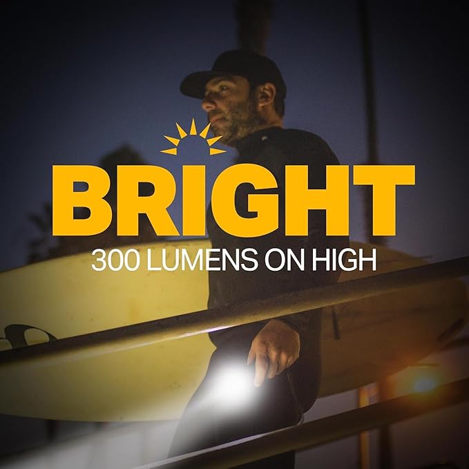 LUXPRO LP290V3 LED Flashlight - Bright 300 Lumens with 3 Light Modes - Aircraft-Grade Aluminum with IPX4 Waterproof Protection & Patented TackGrip - Camping, Outdoor, Home - Batteries Included