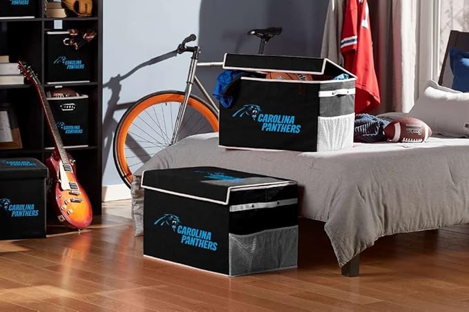 Franklin Sports NFL Storage Footlocker Bins - Large Folding Organizer Containers - NFL Team Office, Bedroom + Living Room Décor - Large + Small Bins