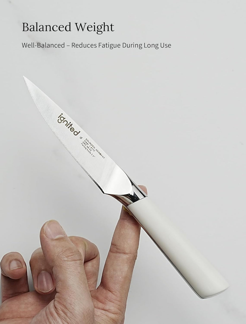 3.5 Inch Paring Knife – German Stainless Steel, Ergonomic Ivory White Handle, Minimalist Small Kitchen Knife for Peeling & Cutting, Ideal Gift for Chefs, Cooks
