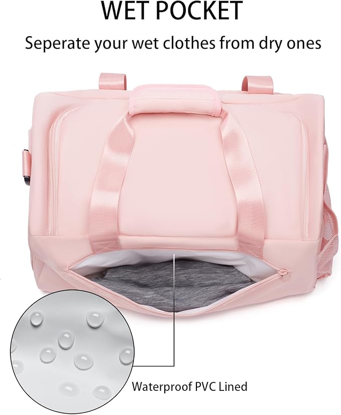 Gym Bag for Men Women, Small Fitness Workout Sports Bag with Wet Pocket & Shoes Compartment, Water Resistant Overnight Weekender Duffel Bag