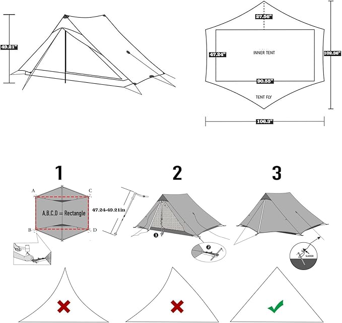 3F UL Gear Lanshan PRO Lanshan Ultralight Tent 4 Season Backpacking Tent for 2 Person, Waterproof Professional Tents for Camping, Trekking, Kayaking, Climbing, Hiking
