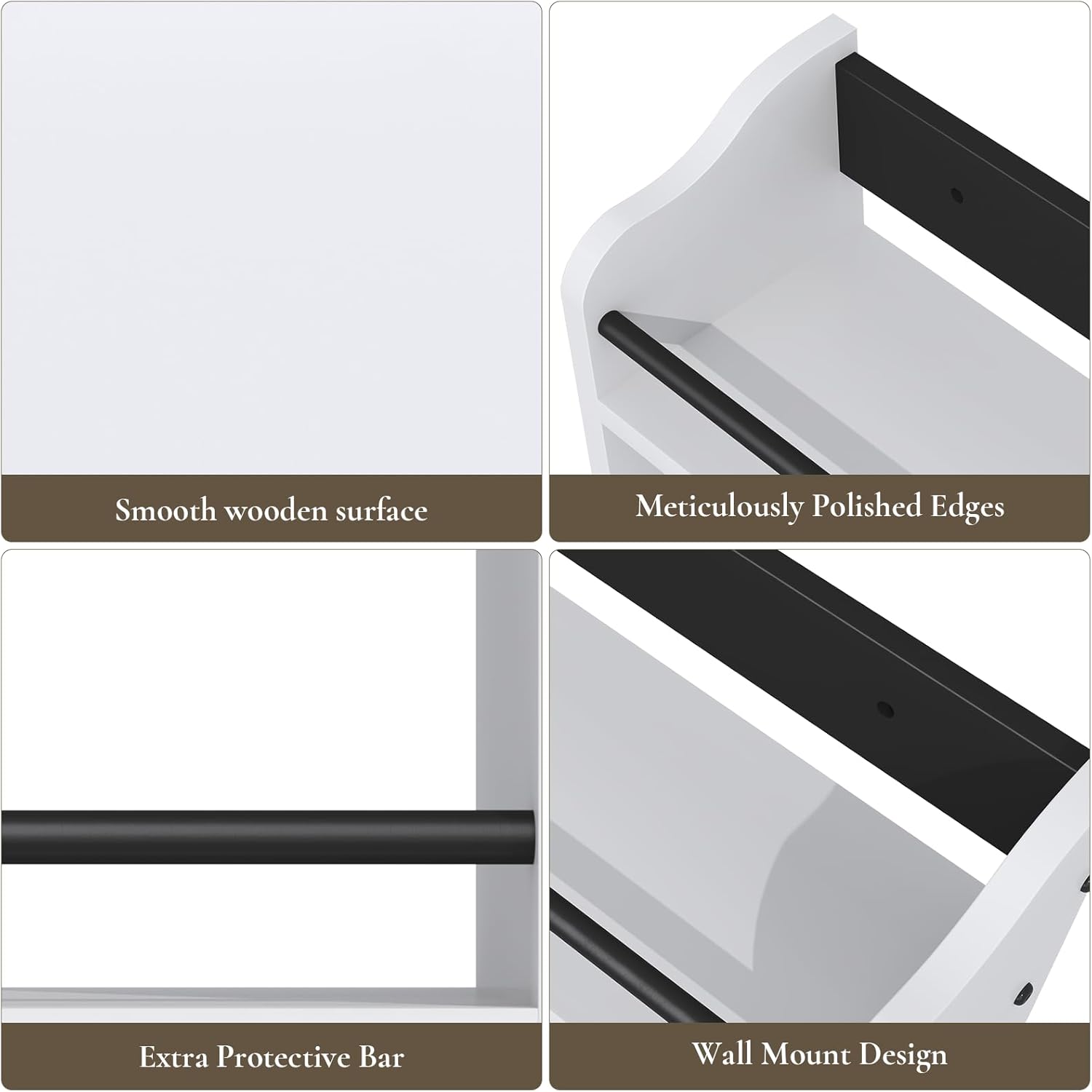 3 Tier Wooden Spice Rack, Seasoning Jars Rack Shelf Spice Organizer for Countertop or Wall Mount, Vertical Spice Holder for Kitchen Counter, Cabinet, Pantry, White