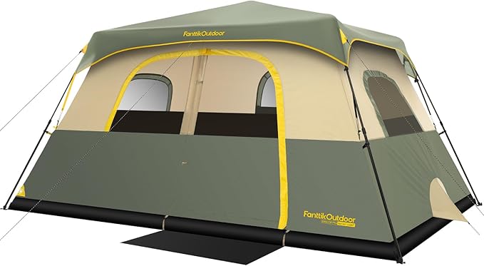 FanttikOutdoor Camping Tent 4/6/8/10 Person Instant Cabin Tent Setup in 60 Seconds with Rainfly & Windproof Portable with Carry Bag for Family Camping & Hiking, Upgraded Ventilation