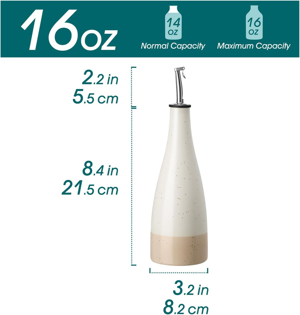 vancasso 16 Oz Ceramic Olive Oil Dispenser Bottle, Bottle Dispenser with Spout and Funnel for Kitchen,Suitable for Oil, Vinegar, Coffee Syrups & Other Liquids，Cream