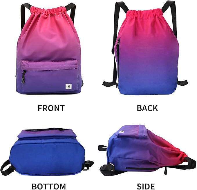 Waterproof Drawstring Bag, Gym Bag Sackpack Sports Beach Backpack for Men Women