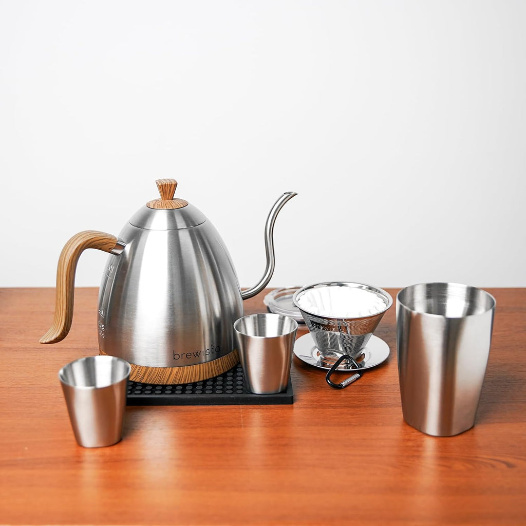 Brewista Artisan Electric Gooseneck Kettle, Water Boiler with LCD Panel, Precise Temperature Control, Fast Boiling and Keep Warm Settings for Pour-Over Coffee & Tea, Café, 1 Liter (Stainless Steel)