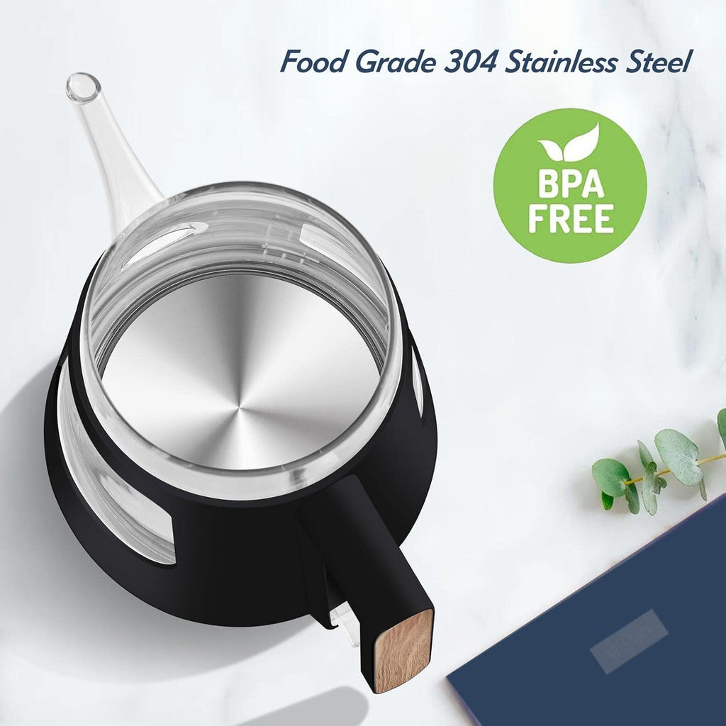 Topwit Electric Kettle, 1.0L Electric Tea Kettle with Removable Stainless Steel Infuser, BPA-Free Electric Glass Kettle with Window, Double Wall Water Warmer, Gooseneck, Auto-shut Off, Black