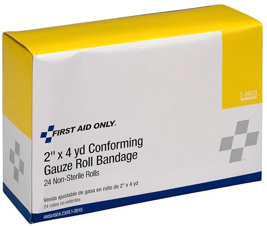 First Aid Only 5-6600 Stretch Gauze Bandage, 4-Yard Stretched Length x 2-Inch Width (Box of 24)